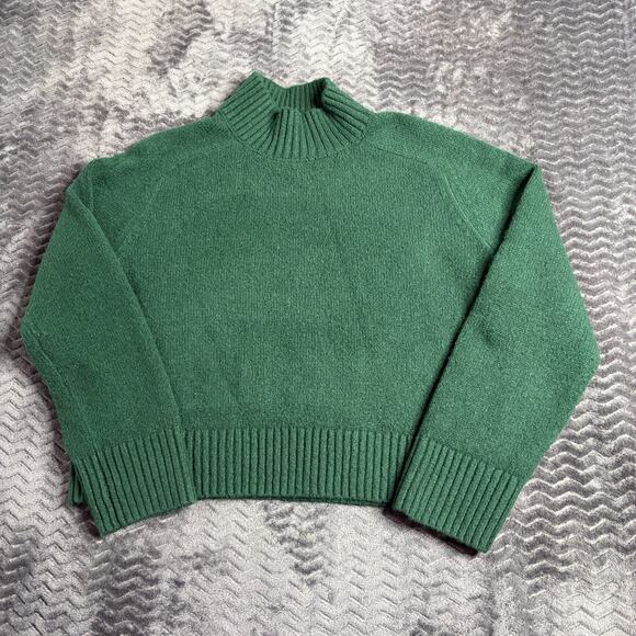 Abercrombie & Fitch Sweaters - Abercrombie & Fitch M Dark Green Funnel Neck Relaxed Fit Ribbed Knit Sweater